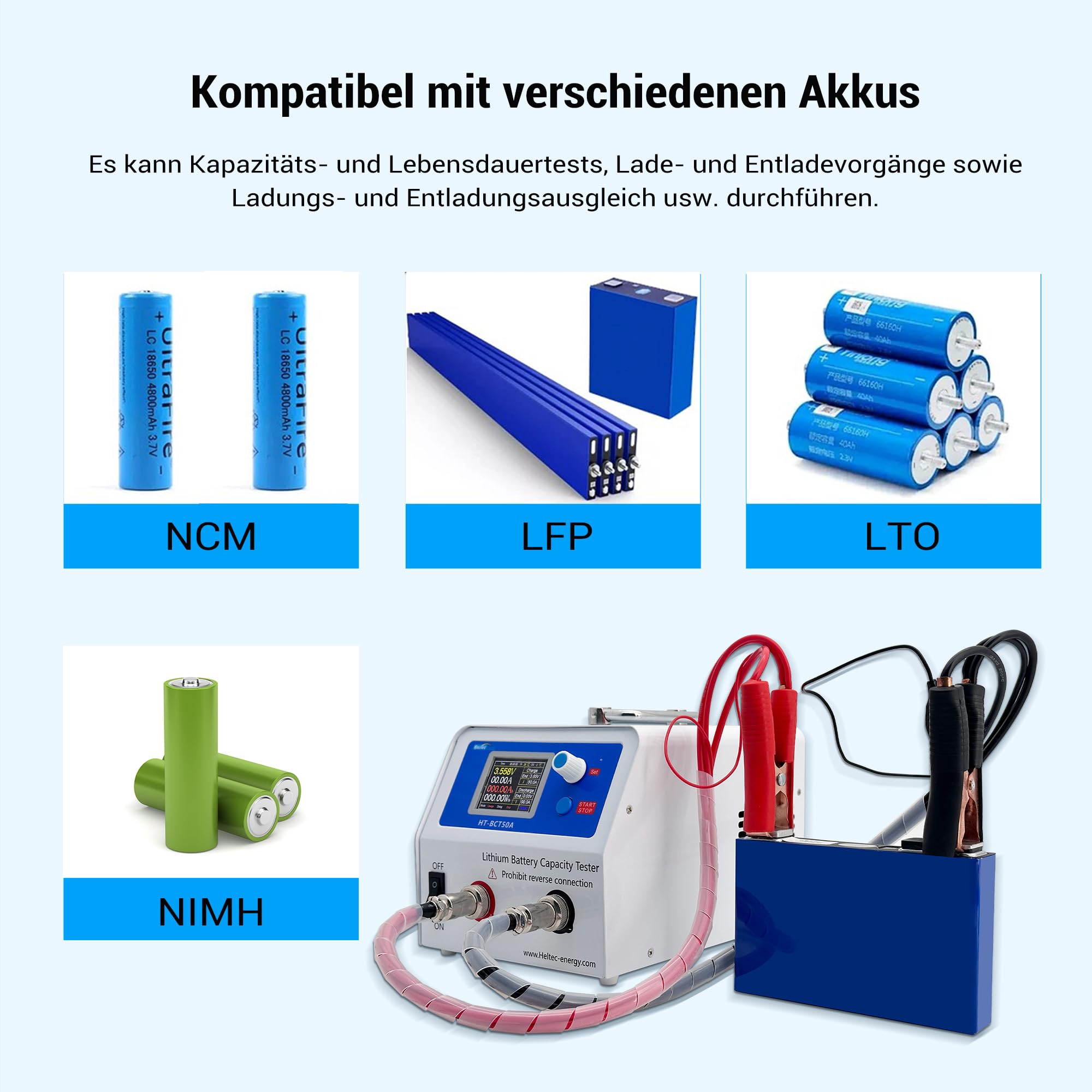 Heltec 4 kanały 0,3-5 V 0,5-50 A Tester pojemności/obciążenia akumulatora/monitor do akumulatorów Li-ion/18650/LTP/LiFePO4 elektronarzędzia