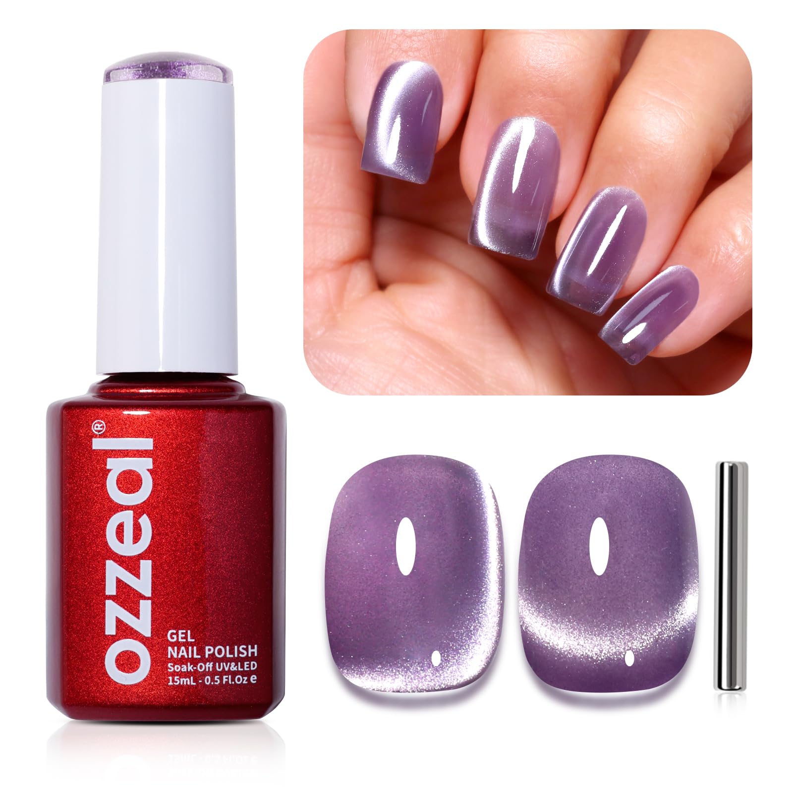 Ozzeal Iridescent Nude Mauve Pink Gel Nail Polish, 15ML Sparkle Shimmer Glitter, Soak Off LED UV Gel Nail Polish for Art DIY Manicure — view 12