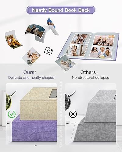 Vista 161 de popotop Álbum de fotos de 4 x 6 – 100 fotos libros con 100 bolsillos verticales, álbumes de cubierta de lino para familia, boda, aniversario, fotos
