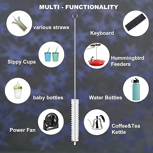 Miniatura 7 de Cepillo limpiador de pajitas que se extiende de 12 pulgadas, limpiador de tuberías extra ancho de 0.472 in de diámetro, cepillo de popote extra