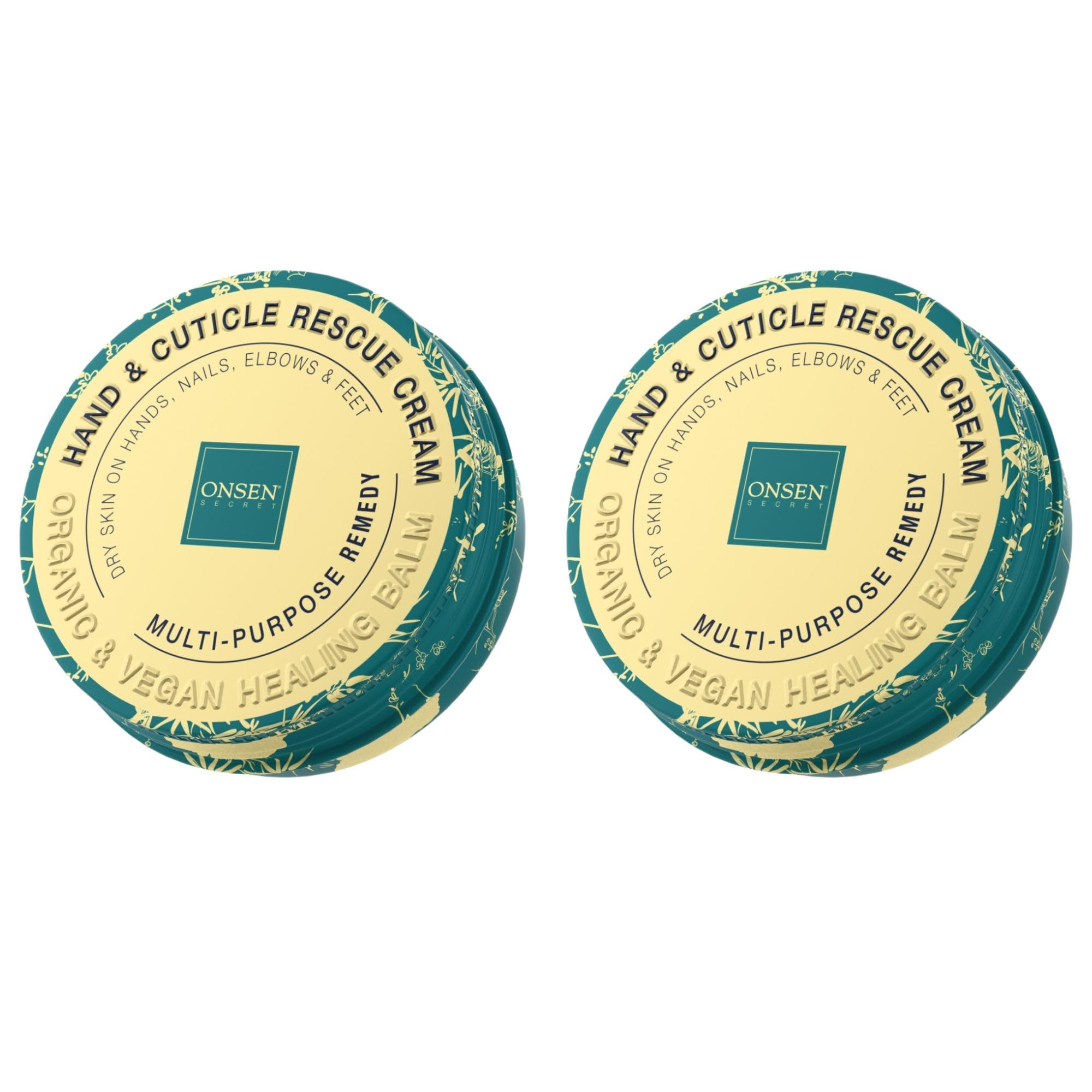 Onsen Hand & Cuticle Rescue Cream | Organic Nail Strengthener & Balm | Dry, Cracked Hands, Elbows & Feet | Shea Butter, Tsubaki & Jojoba Oil | Nail Repair & Growth, Vegan - 2 Pack (32.5ml)