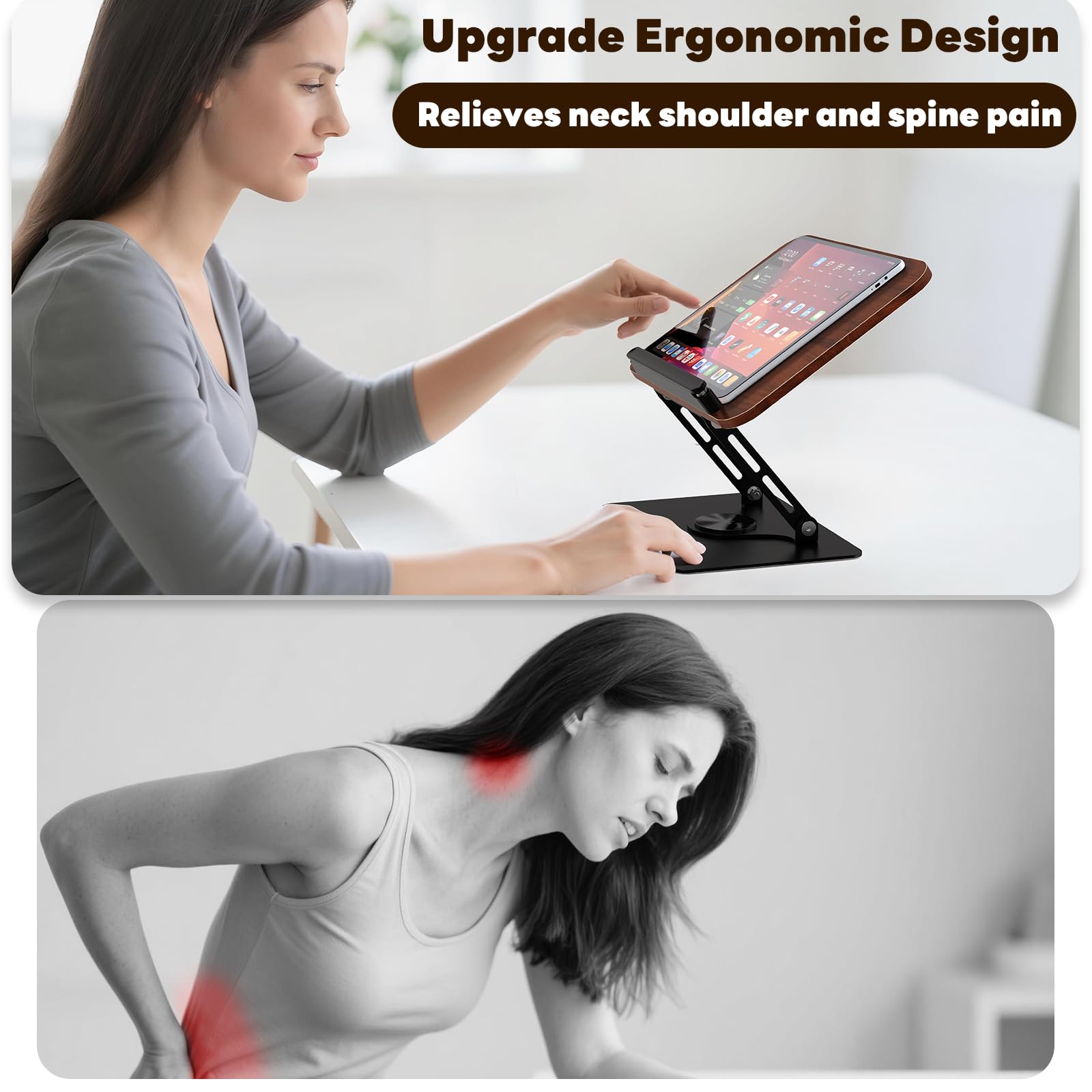 Abiglifty Book Stand for Reading Adjustable Book Holder with 360 Rotating Base Foldable Book Holder Stand for Cookbook — view 2