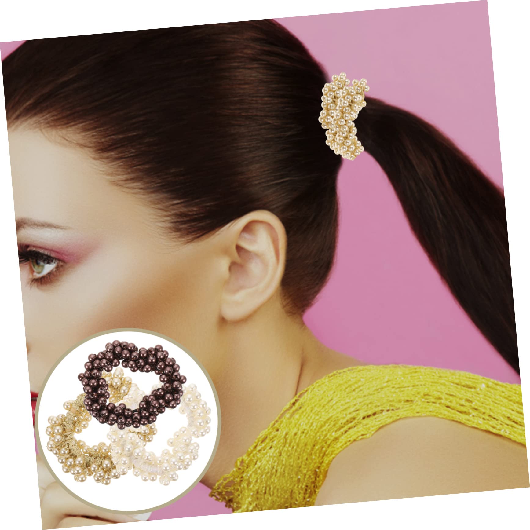 FRCOLOR 5 Juegos De Bandas Elásticas Para El Cabello Con Cuentas Coleteros Accesorios De Moda Para El Cabello Para Mujeres 3 Piezas X 5