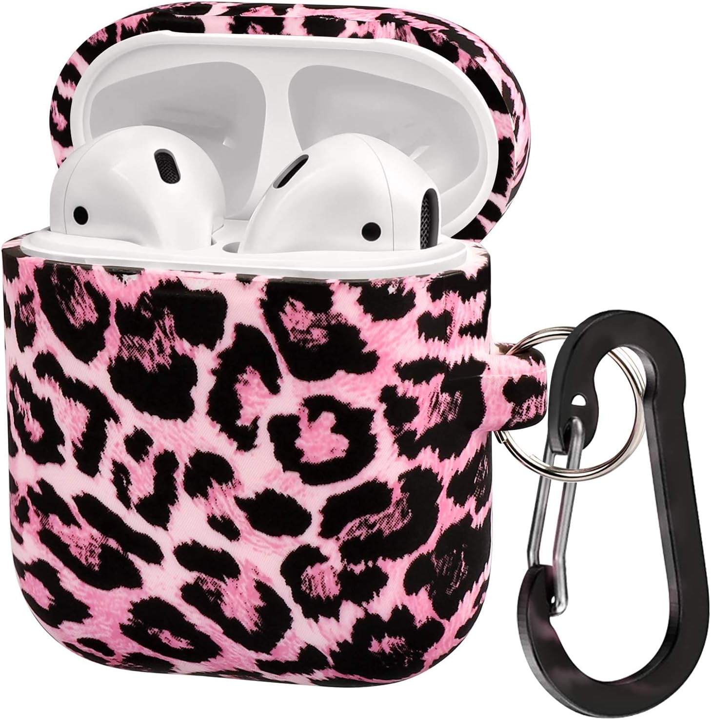 ALNBO Compatible with AirPods Case Soft Silicone Protective Case Cover for AirPods 2 & 1,Front LED Visible (New Pink Leopard)