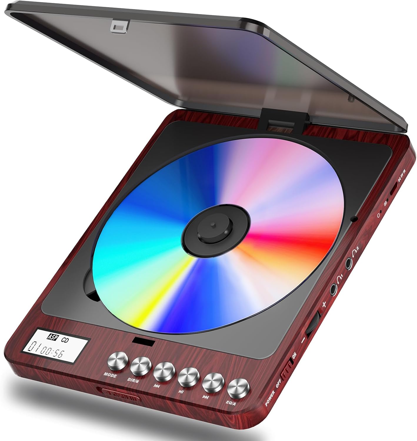 Portable CD Player with Built-in Speakers, Rechargeable CD Player with Double Headphone Jack, Anti-Skip Personal Compact CD Player for Car & Home & Travel