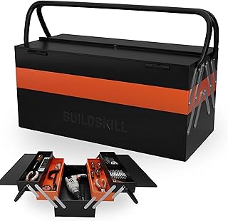 BUILDSKILL 21" Metal Tool Box for Home | 5-Cabinet Tools Box Kit | Rust Resistant | Sturdy | Round Handle | Secure Lock | Garage Tool Box Empty | DIY | Big Size Repair Toolbox | Ideal for Home Use