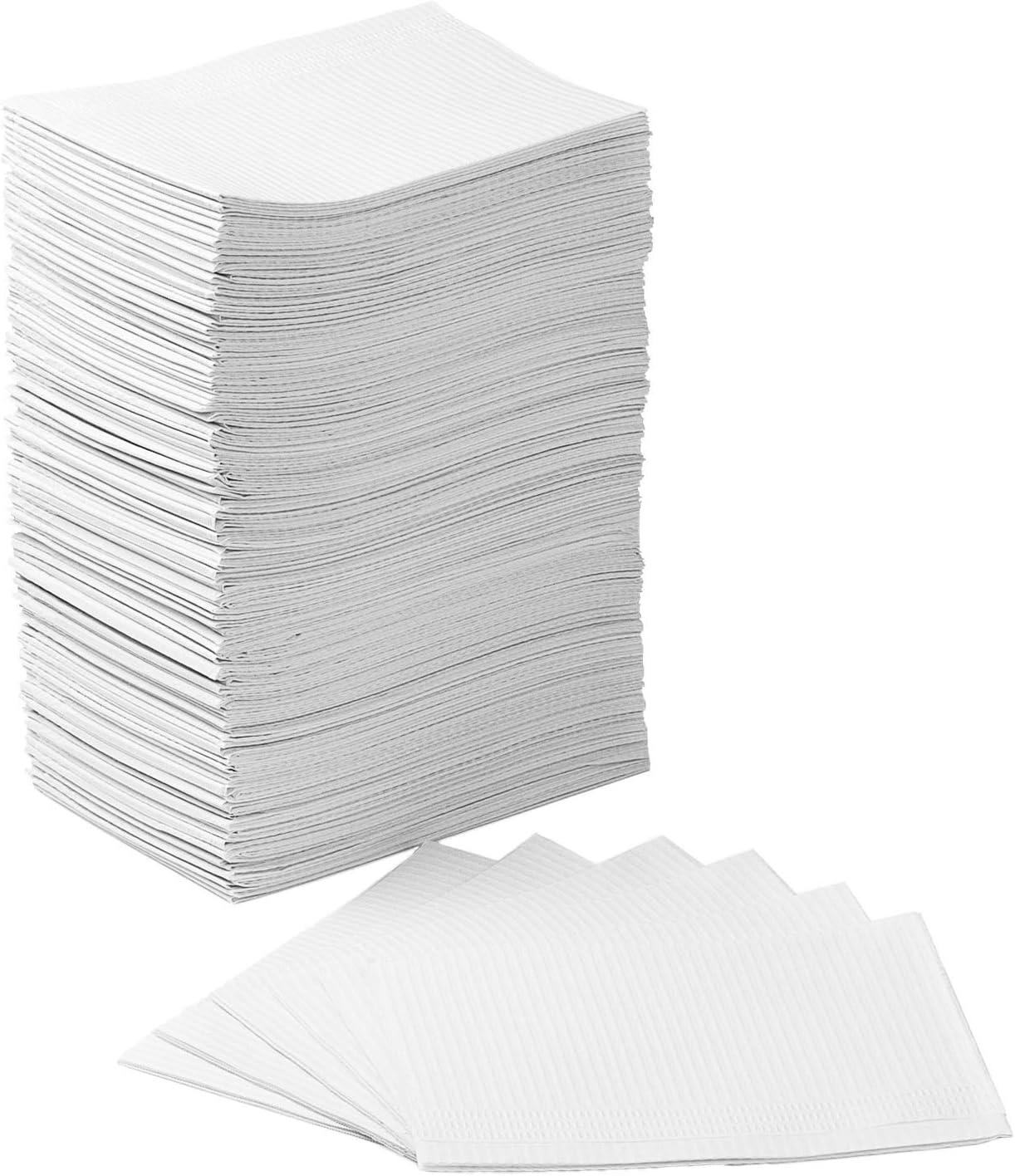 JMU Dental Bibs, Disposable 3 Ply Tissue Napkin Waterproof for Patient Bibs, Tatto Bibs, Tray Covers, 13" x 18" White, Pack of 125