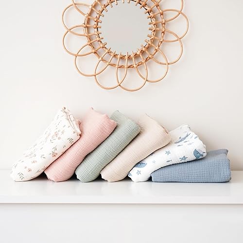 Miniatura 8 de Konssy Juego de 2 fundas de muselina para tumbona de bebé, 100% algodón, suave y transpirable, para niños y niñas, solo fundas (flores, rosa)