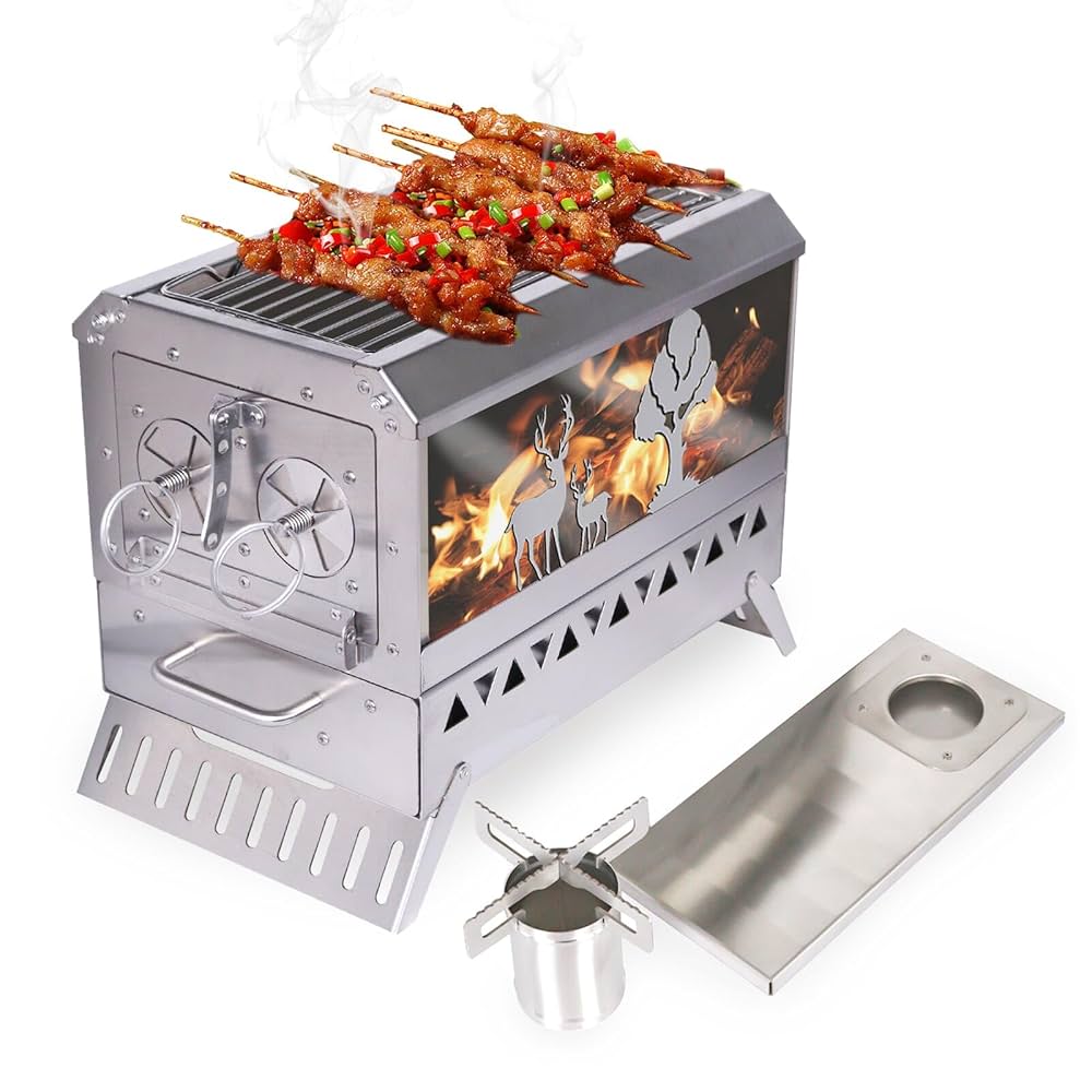 コンパクトスチール薪ストーブ グリル機能付き コンパクトスチール薪ストーブ グリル機能付き