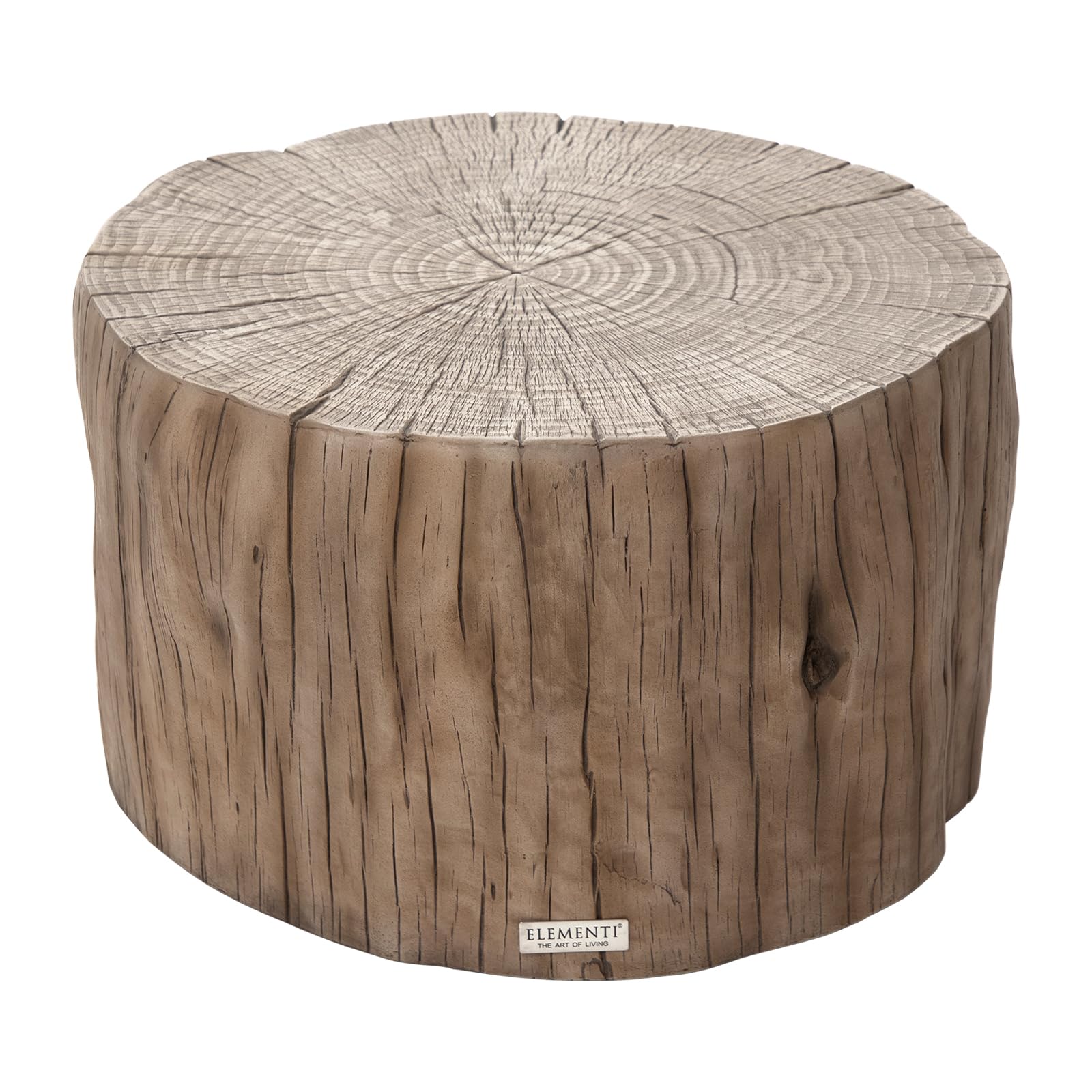 Elementi Daintree Concrete Coffee Table Natural Style Tree Trunk Round Coffee Table Decor for Patio Living Room Indoor