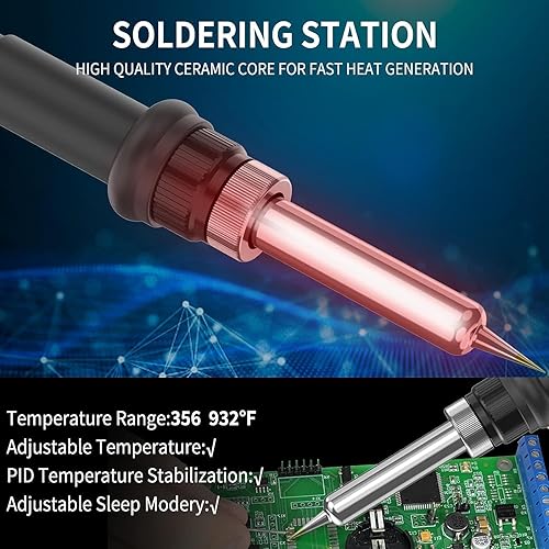 Miniatura 2 de Daxiongmao Estación 2 en 1 de retrabajo de aire caliente y soldador con F C, conversión de aire fríocaliente, corrección digital de temperatura y