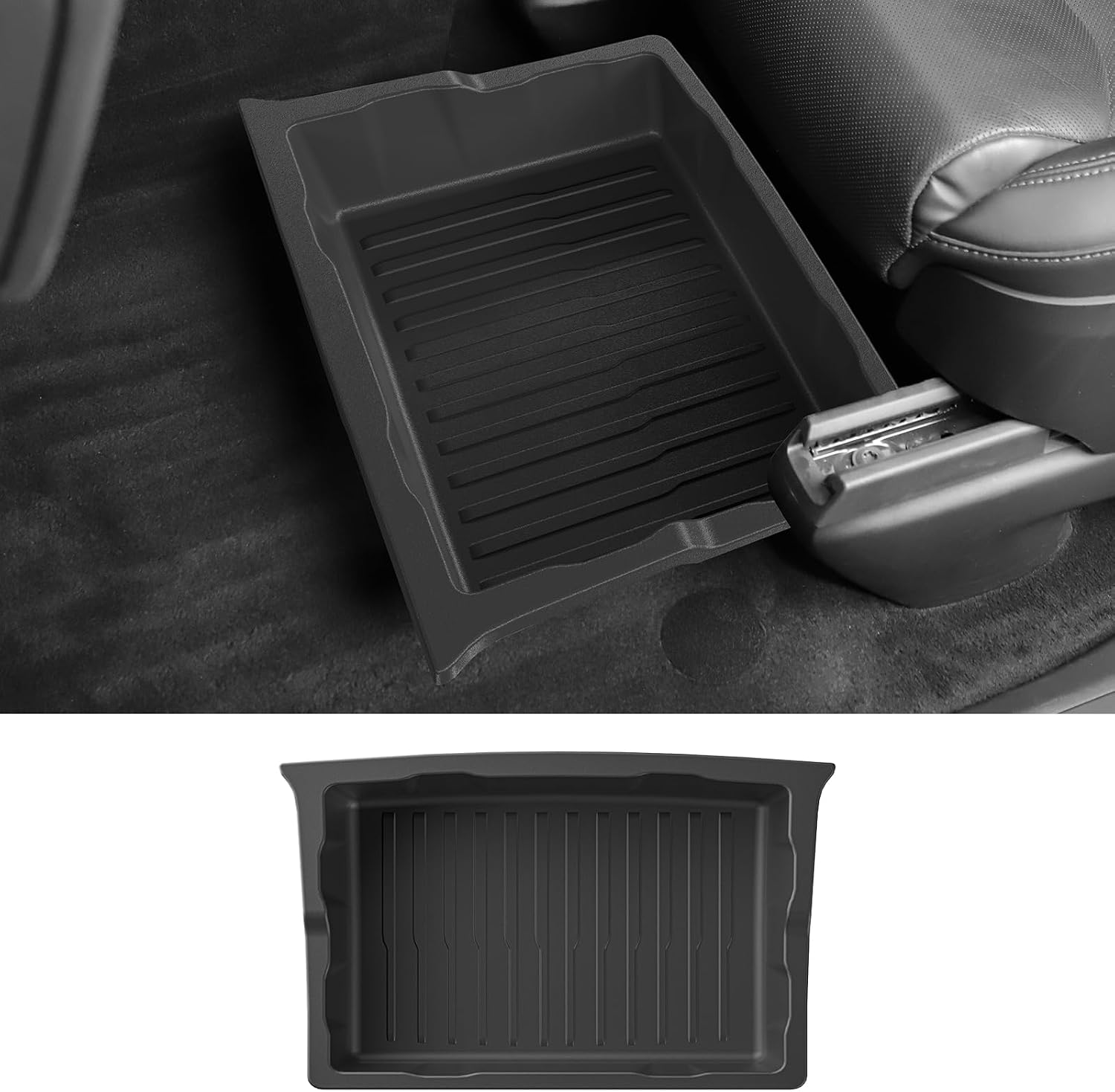 LUCKEASY Car Under Seat Storage Box For Tesla Model X 2022-2024, Black, TPE, 22 Pounds Capacity, Waterproof, Rectangular, Free-standing, Unisex, 1 Count