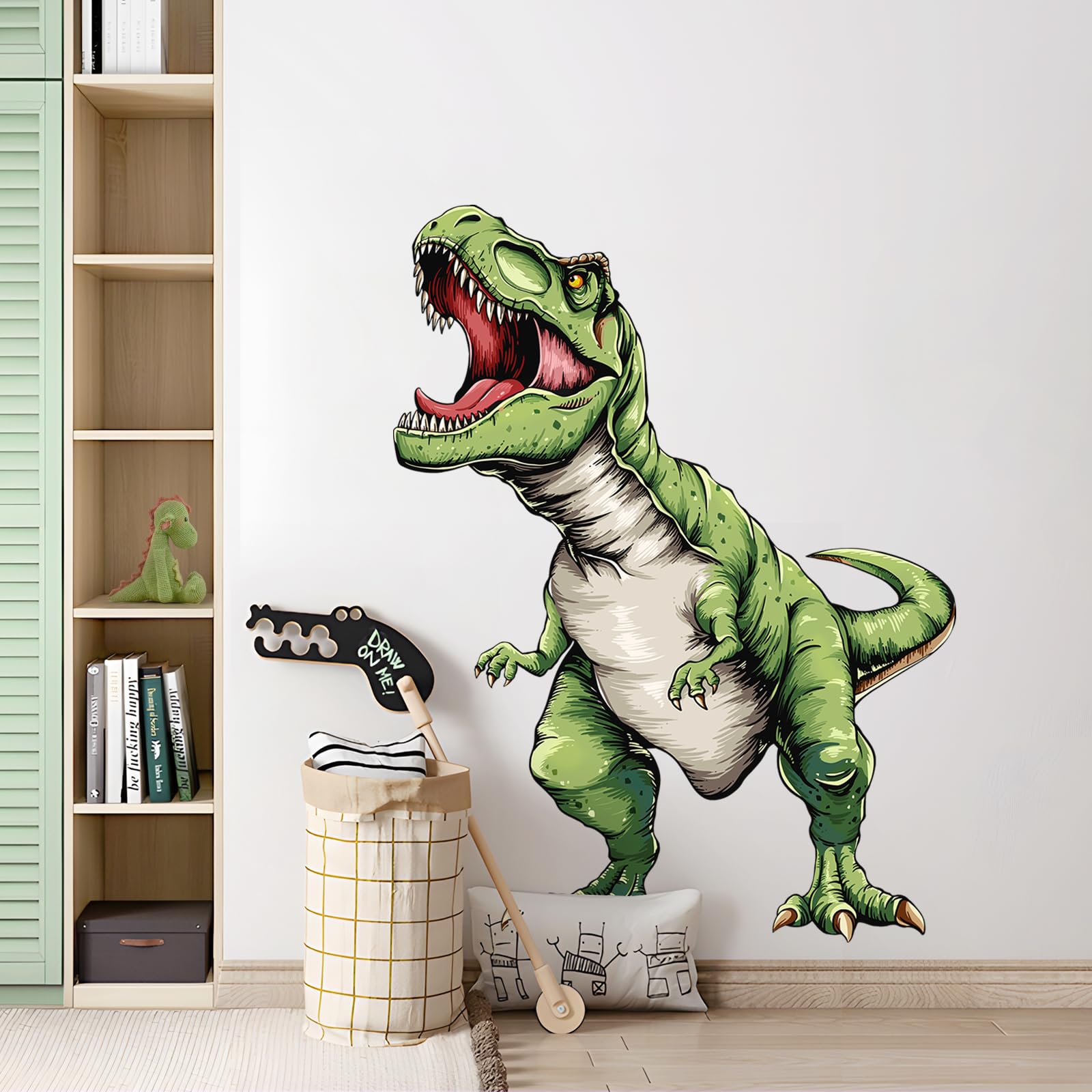 Tanlaby Dinosaurios Verdes Pegatinas de Pared Gran T-Rex Adhesivos Pared Animales Prehistóricos Vinilos Decorativos para Niños Niñas Bebés Habitación Cuarto de Jugar Dormitorio