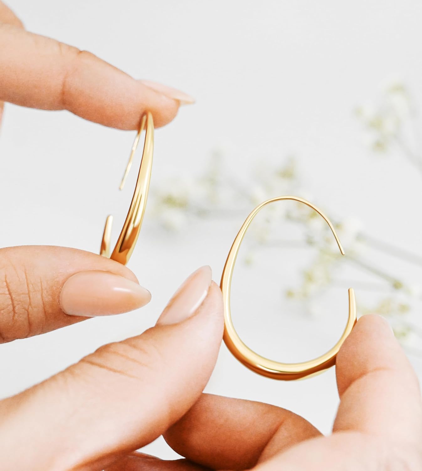 Altitude Boutique Small 18K Gold Teardrop Wire Hoops | Thin Oval Earrings with backs | Lightweight, Hypoallergenic Wire Earrings For Women - Image 7