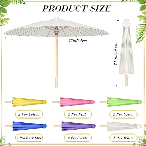 Miniatura 9 de Sadnyy Paraguas de papel decorativo chino japonés de 33 pulgadas, paraguas de papel aceitado, pintura de papel aceitado, manualidades para