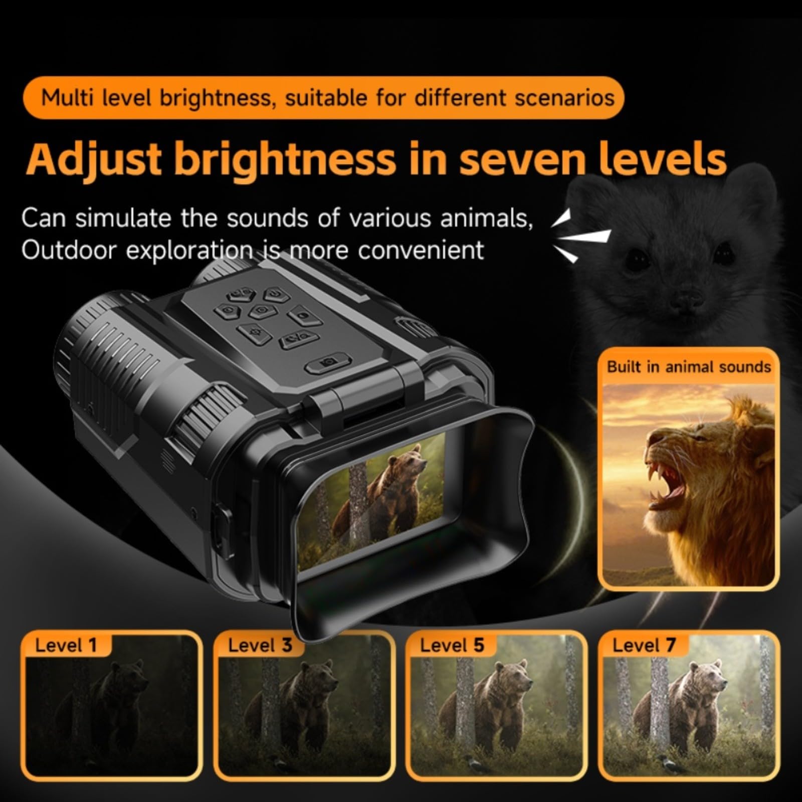 4K para prismáticos de visión nocturna con pantalla HD de 2 pulgadas y zoom 28X con batería recargable de 3600 mAh para una visión extendida de la vida silvestre