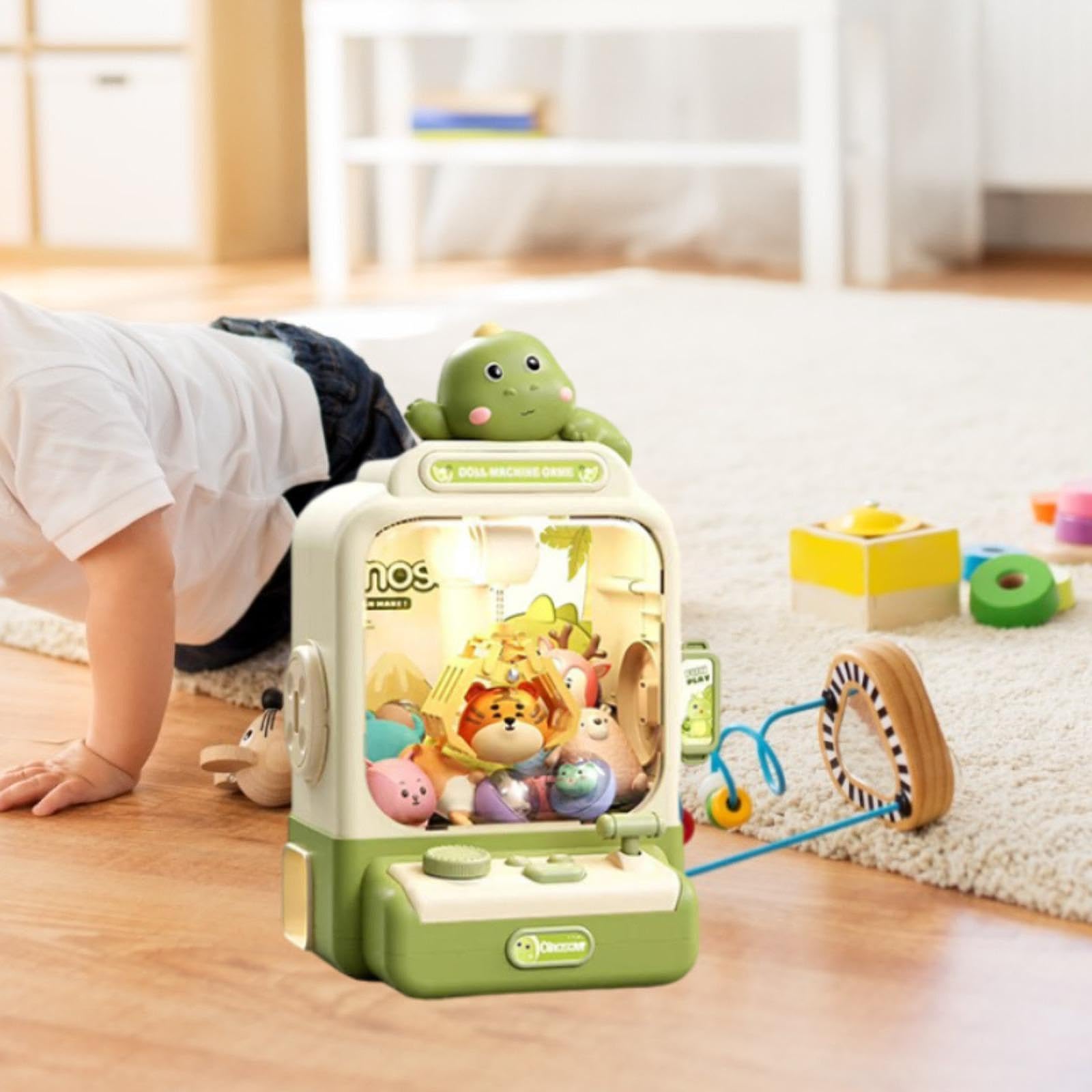 Qianly Piccola Macchinetta Acchiappa-Peluche, Distributore Automatico di Giocattoli per Bambini, Giocattolo Premio per Bambini E Bambine, Verde