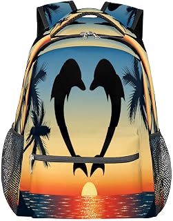 Mochila escolar Dolphin para meninas, estudantes, resistente à água, bolsa escolar de viagem com golfinho para mulheres/homens, mochilas universitárias, Multi, Medium