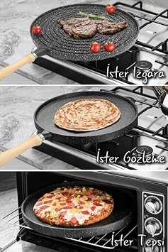 Bondy Premium Cast Granite Double Sided Grill & Pan Pan - 35 Cm