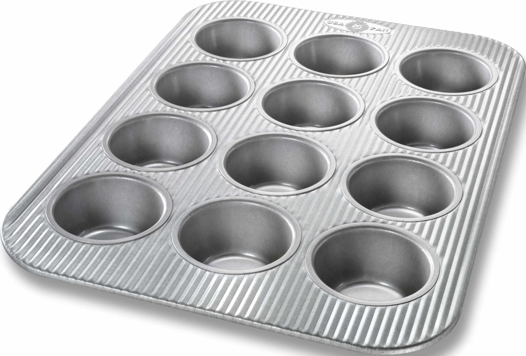 USA Pan Bakeware Cupcake and Muffin Pan, 12 Well, Nonstick & Quick Release Coating, Made in the USA from Aluminized Steel