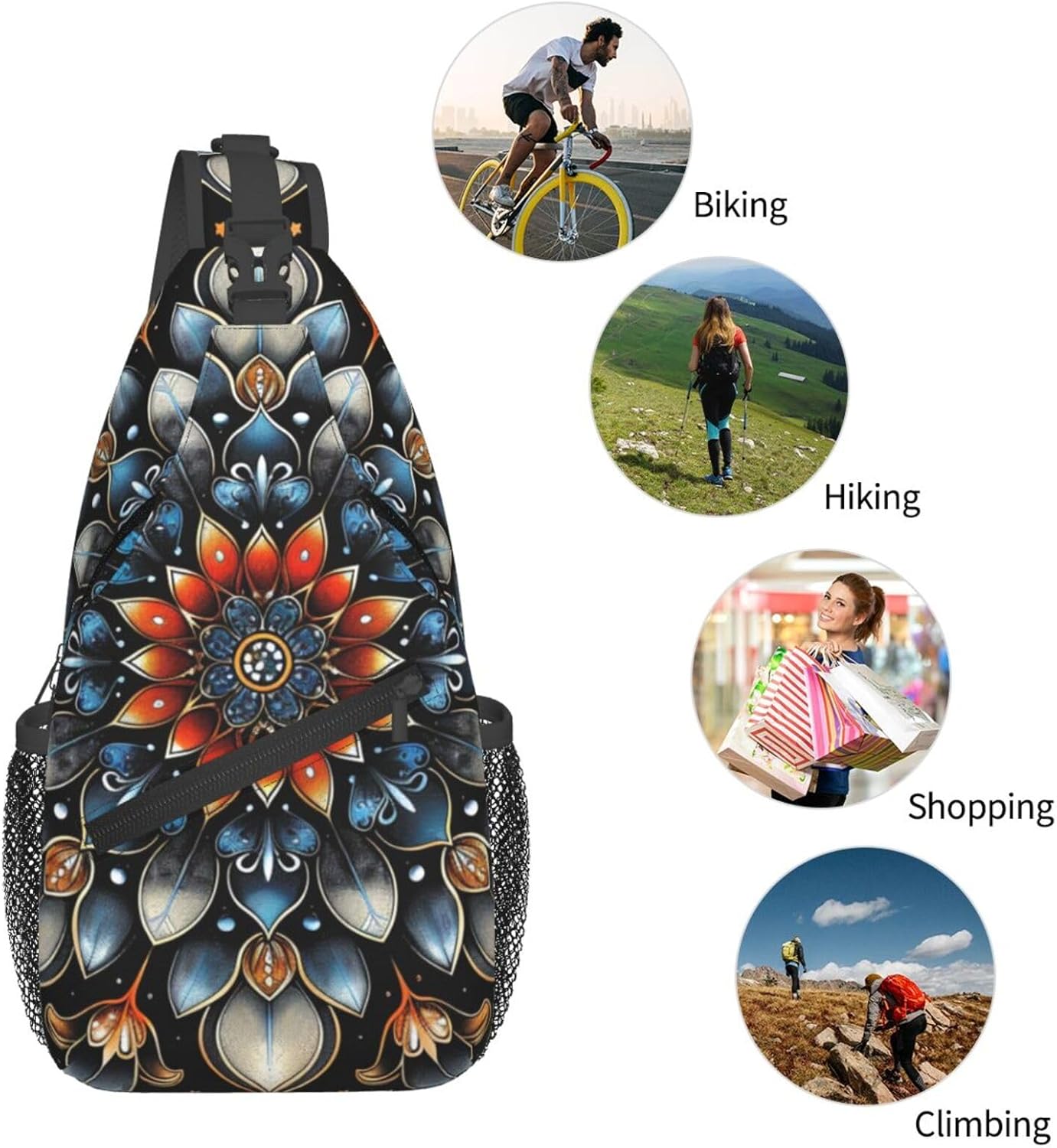 Mandala Sling Bag For Women Men Fashion Backpack Crossbody Mandala Shoulder Bag Sling Backpack Chest Bag Travel Hiking Casual Sport Daypack - Image 6