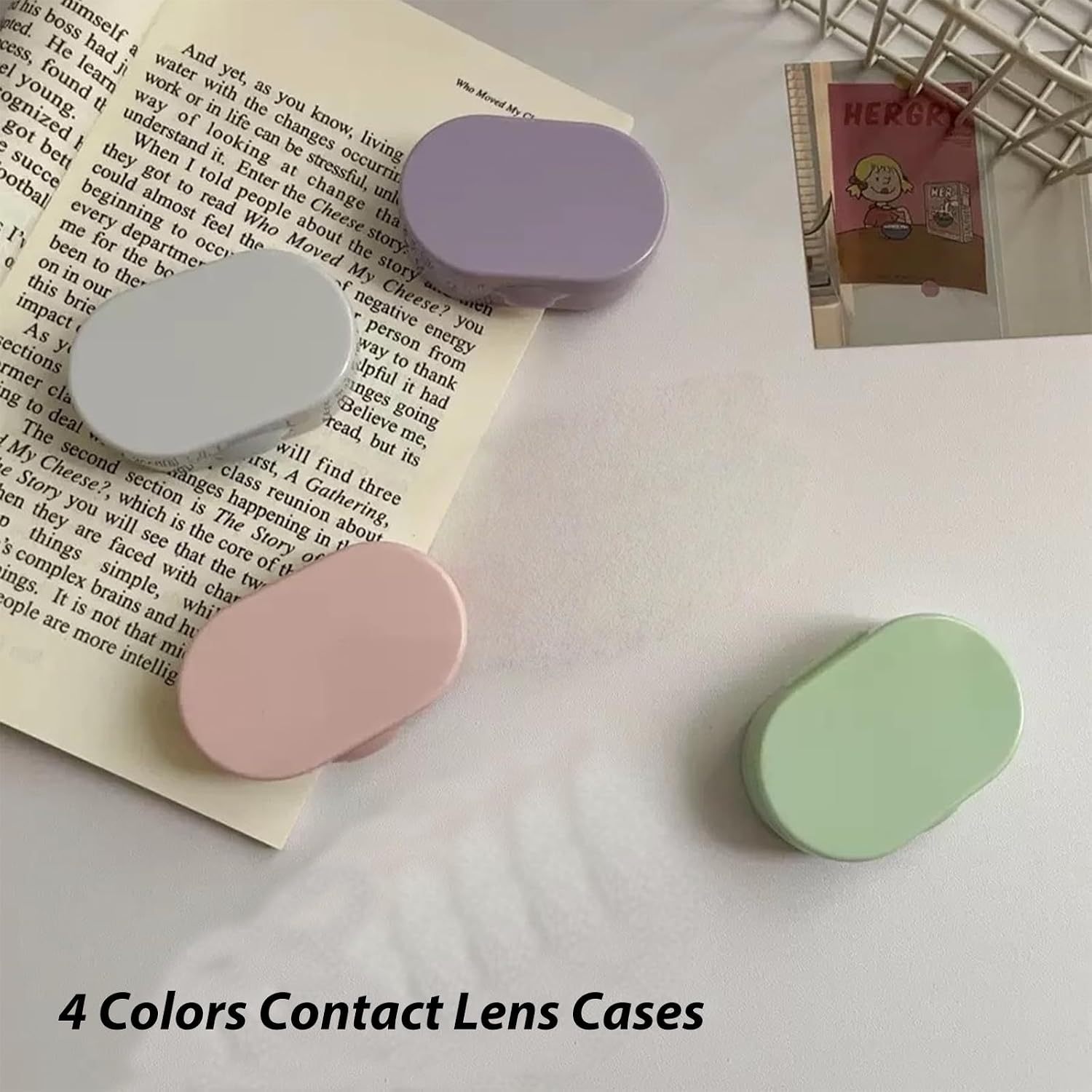 4 Pack Contact Lens Case, Portable Contact Case with Mirror Applicator Tool Tweezer, for Travel Outdoor Home Office Dormitory and Daily Use,Colorful(Blue,Green,Pink,Purple) image 4