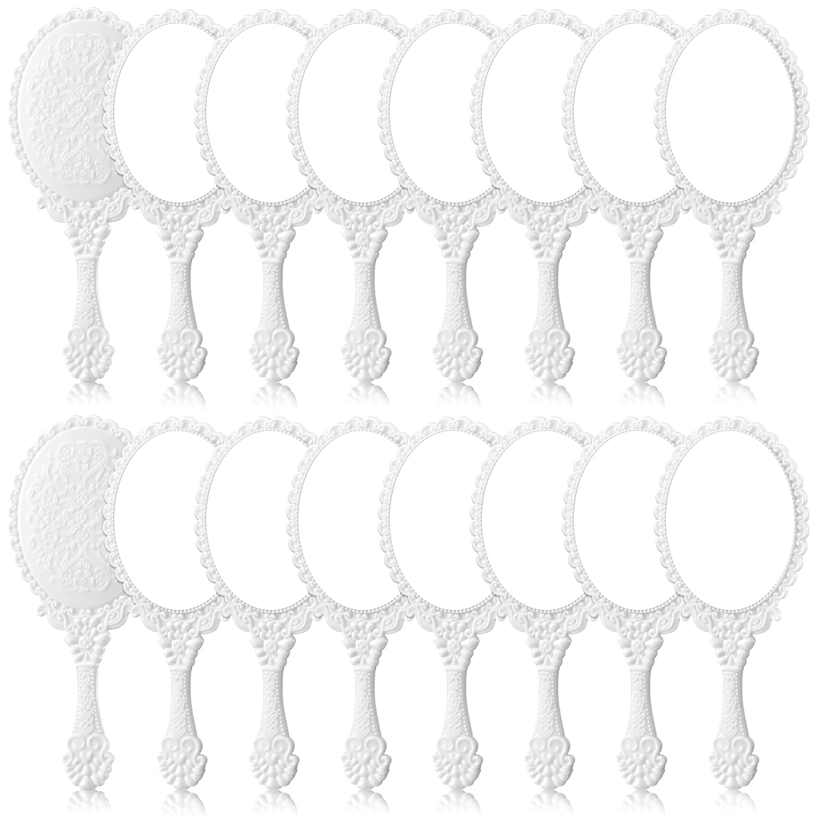 16-Piece Vintage Handheld Mirror Set – Portable Princess-Inspired Compact Makeup Mirrors for Women: Decorative Retro Travel Mirrors for Daily Use, Beauty, and Gifts (White) (white) (white)