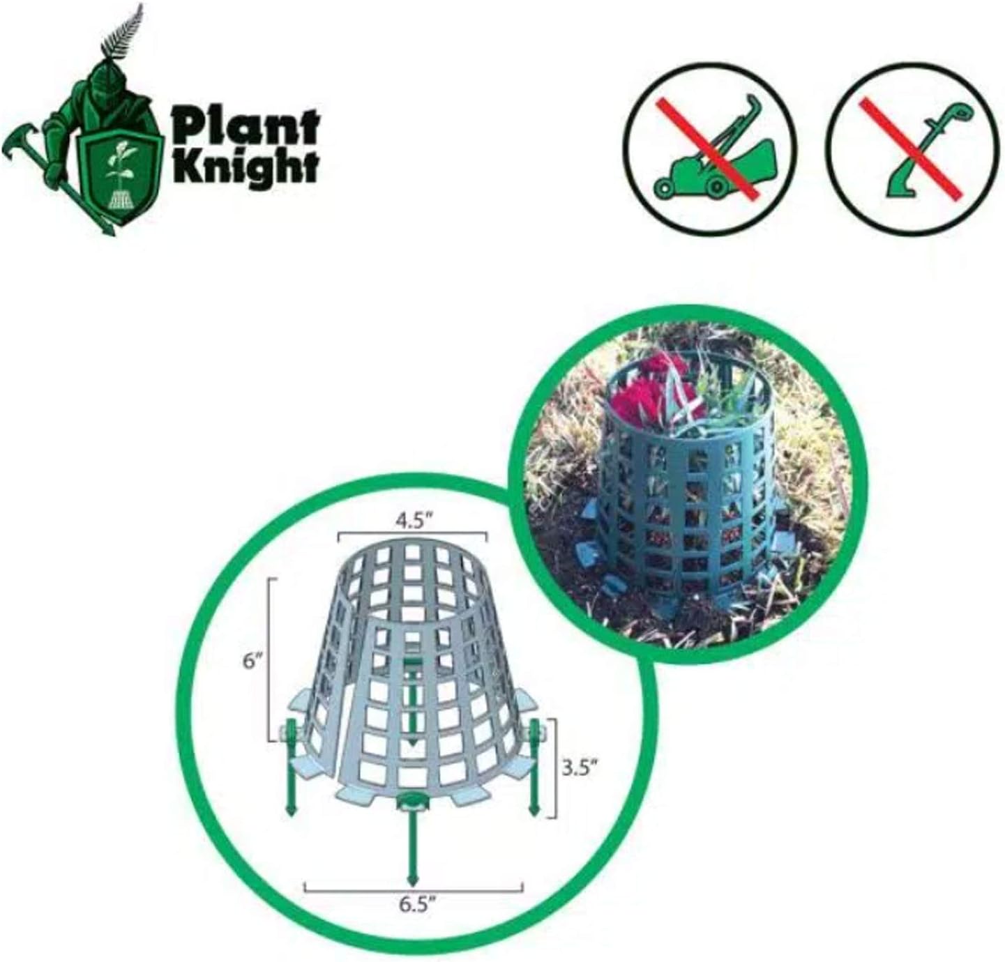 Plant Knight Plastic Tree and Plant Animal Prevention Protector Guard for Lawn, Garden, Flowers, Vegetables, Bushes, and Saplings, 3 Pack (Green)
