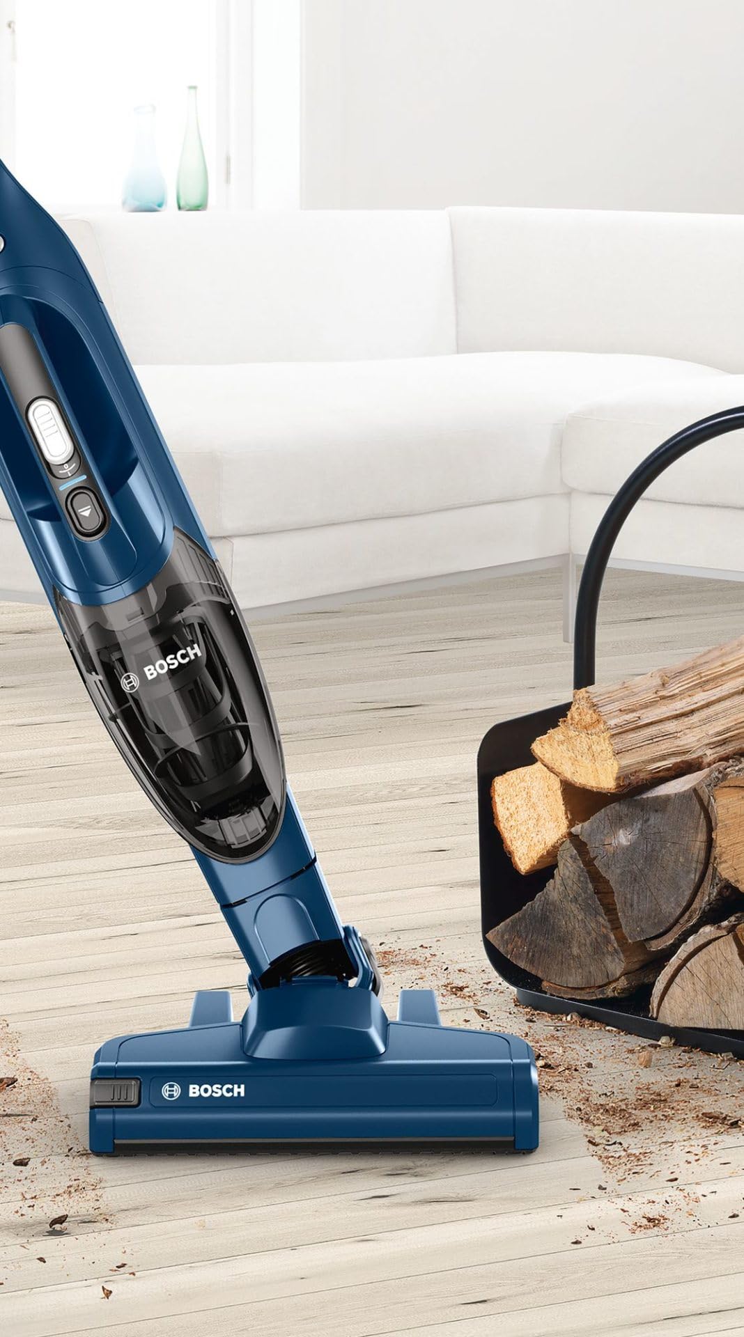 Bosch Readyy'y Serie 2, Odkurzacz bezprzewodowy 2 w 1, samostojący, system bezworkowy, 16 V, 2 stopnie mocy, 36 min pracy na baterii, uniwersalna elektroszczotka AllFloor, BBHF216
