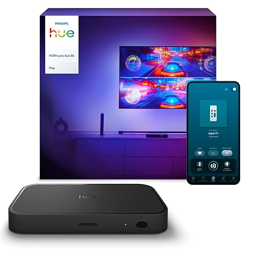 Philips Hue Play HDMI Sync Box 8K, 1-Pack | Syncs up to 10 Hue Lights, Video Games, Movies and Music, Requires Bridge, Supports Dolby Vision HDR10+