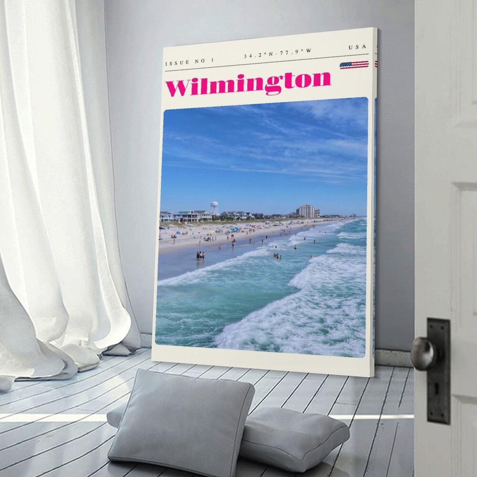 Junmoney Canvas Wall Picture Wilmington North Carolina Travel Art, 20x30inch(50x75cm), for Study, Office Or Focused Interiors, Wall Art That Adds Style to Work Areas