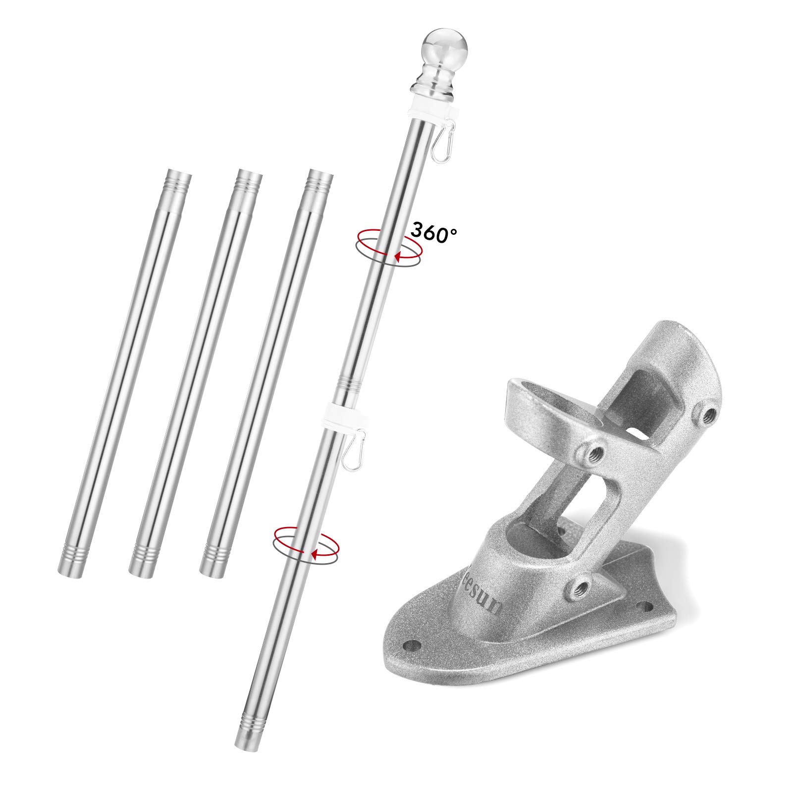 Yeesun Flag Pole,6FT American Flag Pole & BracketSuitable for 3 x 5