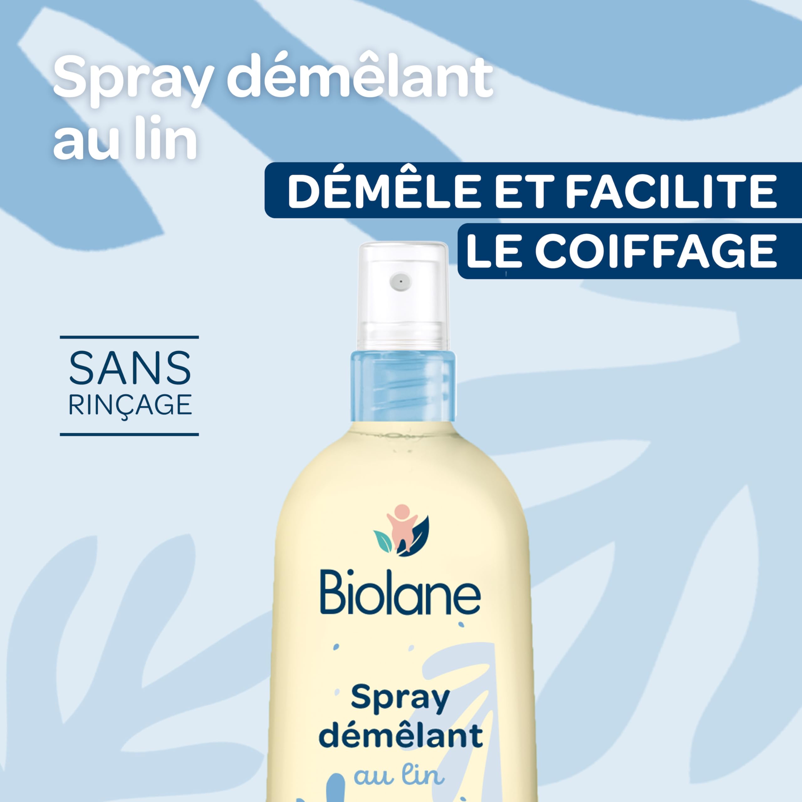 BIOLANE - Spray Démêlant Bébé – Démêle efficacement - Facilite le coiffage - Sans Rincage – Lin Français – 98% d'origine naturelle – 200ml