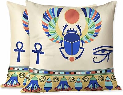 Sponsored Ad - Beabes Cushion Covers Scarab Egyptian Icons Ancient Traditional Decor Element Square Soft,Pillow Cases Deco...