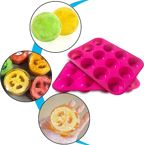 Miniatura 5 de FRTIM Moldes de jabón de silicona para hacer jabón moldes redondos de silicona de 12 cavidades para hacer jabones bombas de baño ducha vaporizador