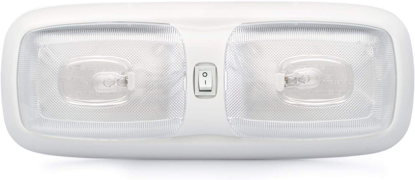 Lumitronics RV Euro Style 12V Interior Double Dome Light - Trailer Camper Interior Lighting - On/Off Switch : Automotive