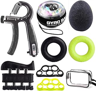 Handtrainer-Set, 8 Stück, Fingertrainer, Kreiselball, Anti-Stress-Ball, Grifftrainer mit Zähler, Fingerstrecker, Handgrif...