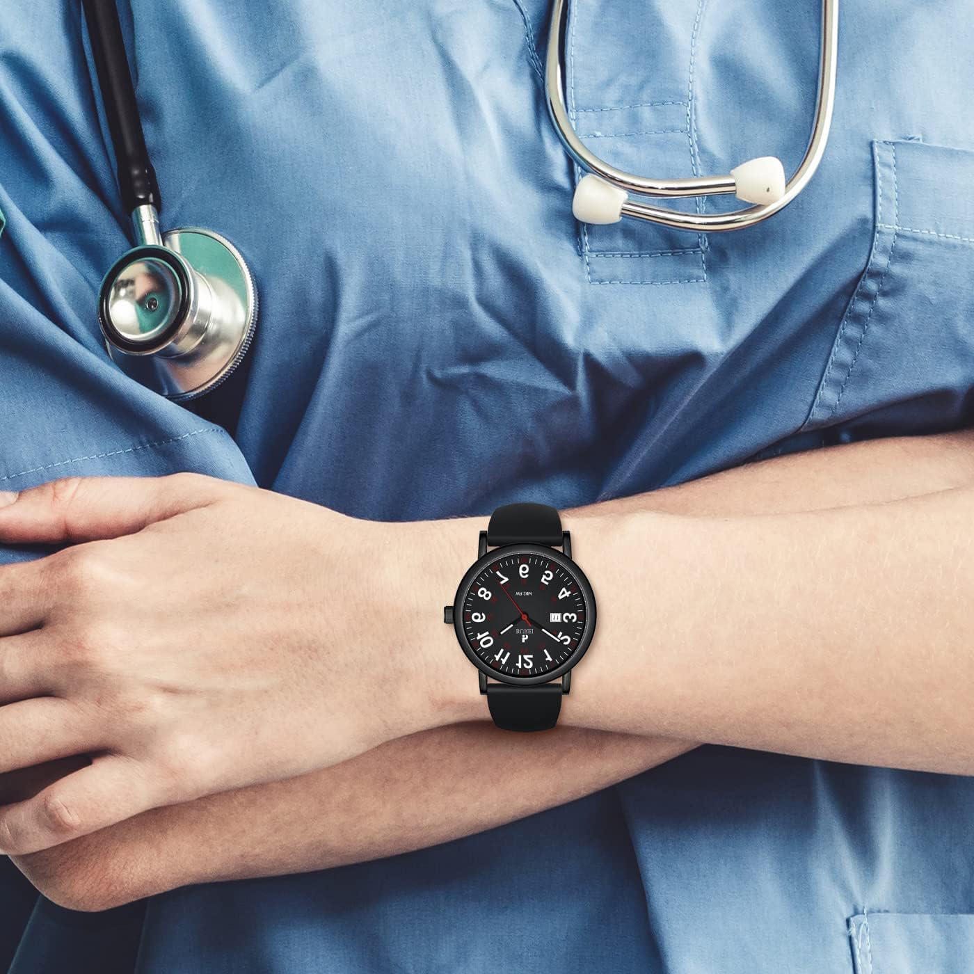 BUREI Women Men Wrist Watches for Nurse Medical Professionals Students Women Men, Waterproof 12/24 Hour Military Time Luminouse Easy Read Dial,Colorful Silicone Band. - Image 8