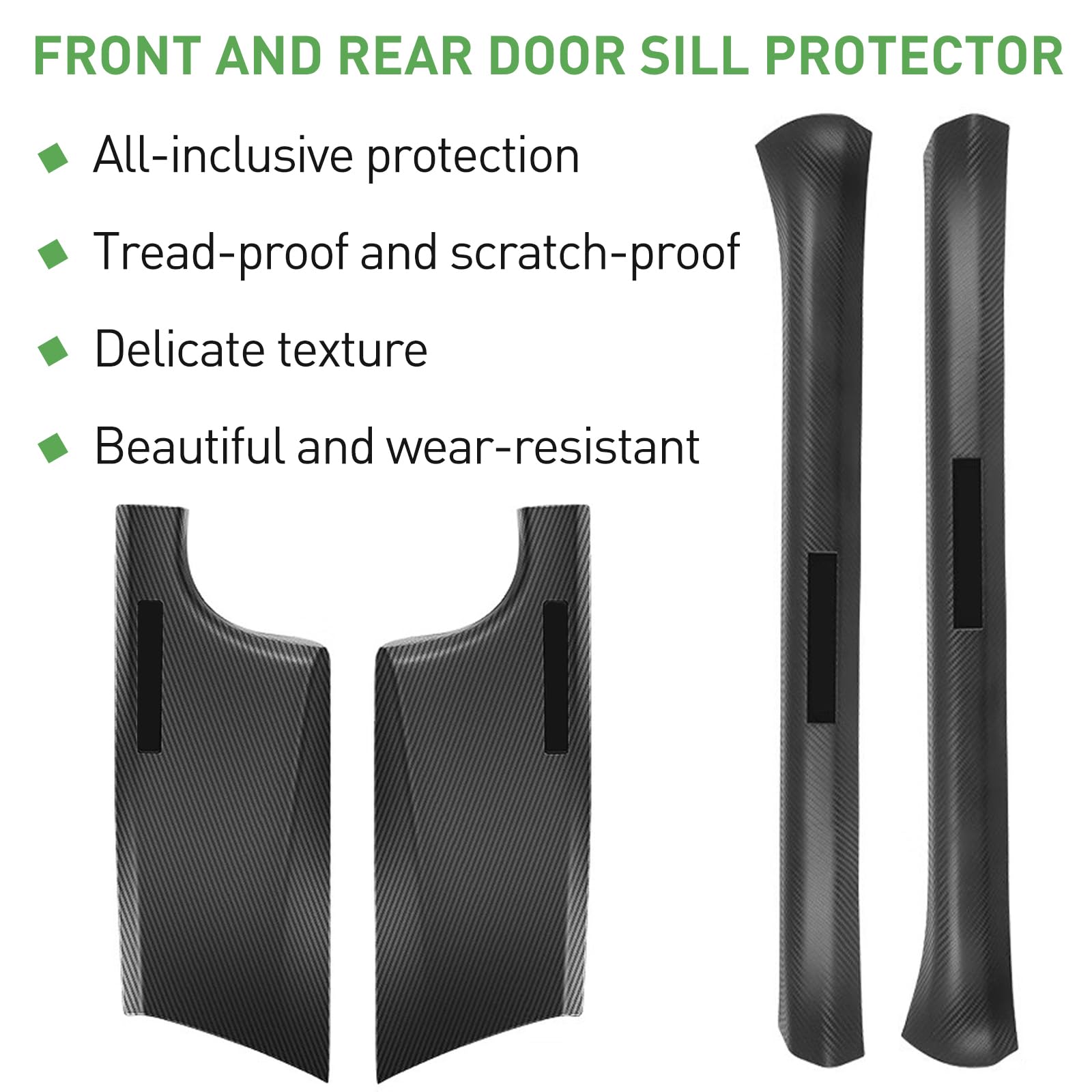 Door Sill Protector for Tesla for Model Y 5 Seater, Carbon Fiber Front and Rear Door Threshold Protection Entry Guard Kit Strip Styling Covers Edge Step Dust Shield Cover Replacement Accessories