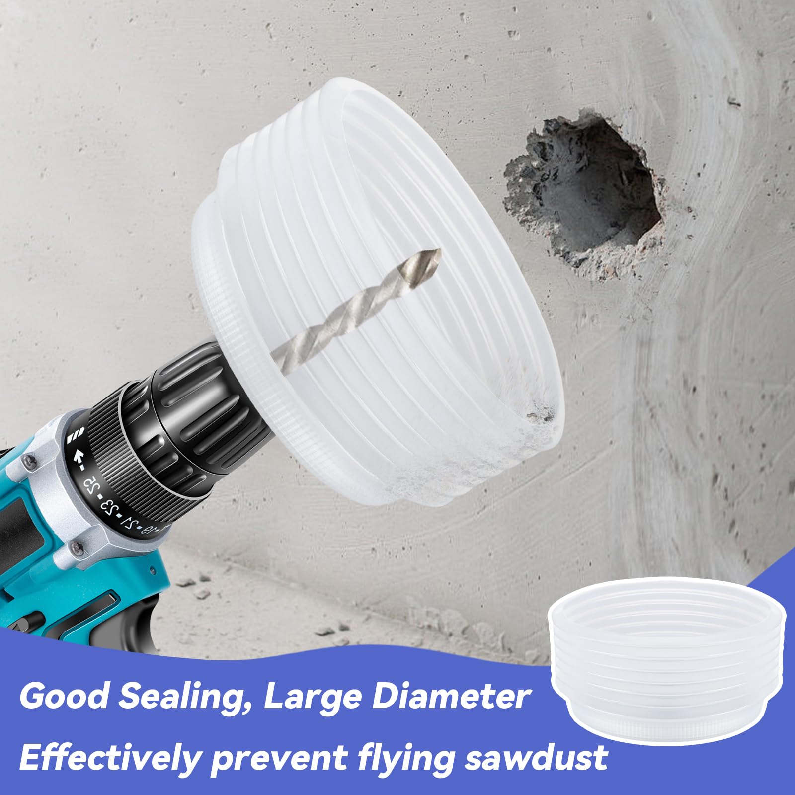 2 Pcs Hole Saw Dust Collector, 135mm Elastic Drill Dust Collector, Drill Dust Catcher - Image 4