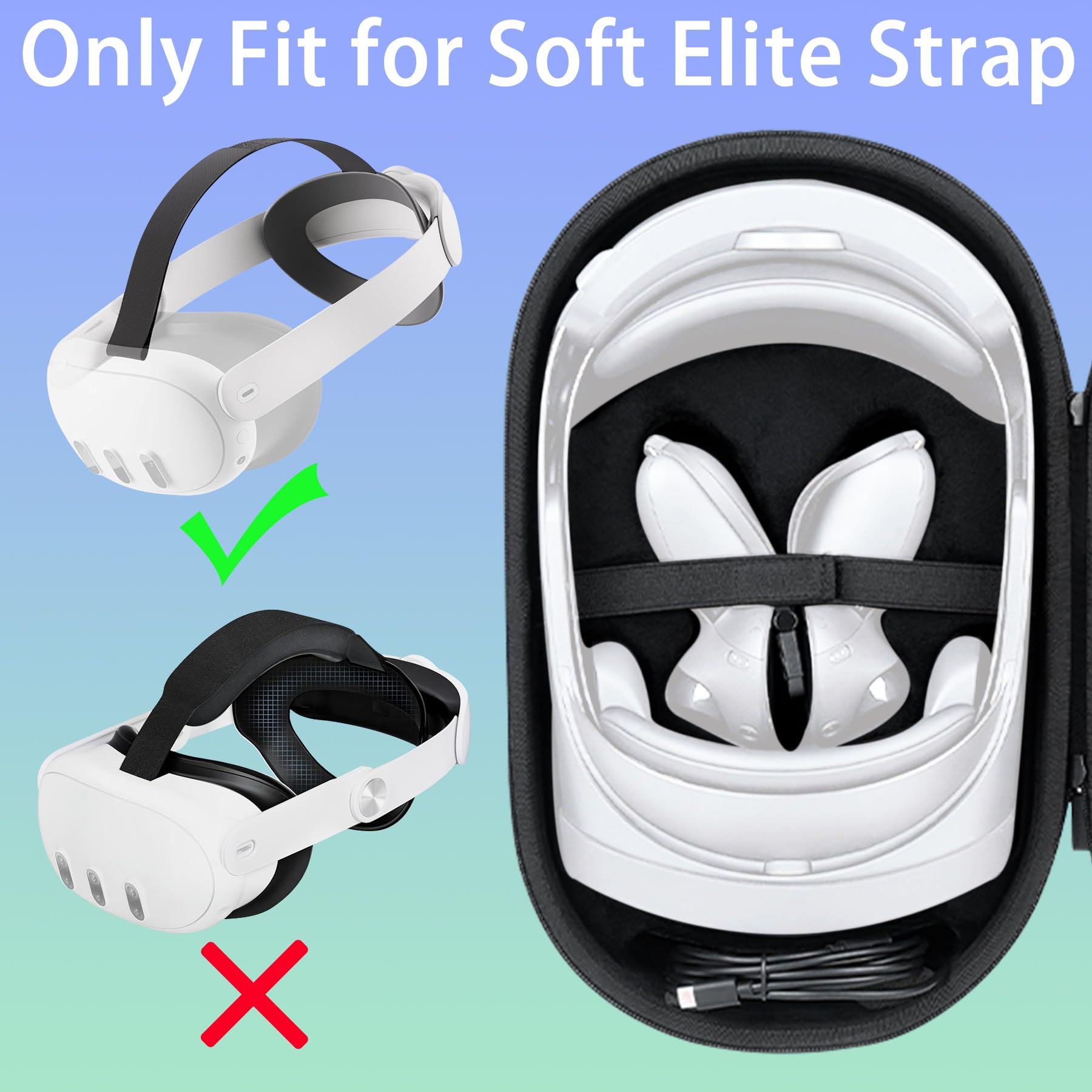 Aenllosi Hard Carrying Case for Meta Quest Pro/Meta Quest 3 All-in-One VR Headset, Only Case(Black) — view 3