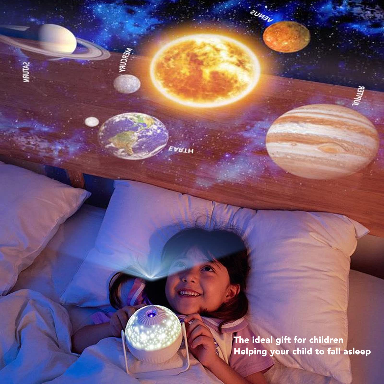 Światło Projekcyjne LED Full Star, Jasny i Wyraźny Projektor Muzyczny do Oświetlenia Nocnego dla Dzieci, Lampka Nocna z regulacją Ostrości, 1 Zestaw z PVC