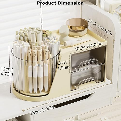 Miniatura 9 de Marte Vanci Organizador de escritorio, organizador de maquillaje de plástico con cajones, caja de almacenamiento de papelería de escritorio con