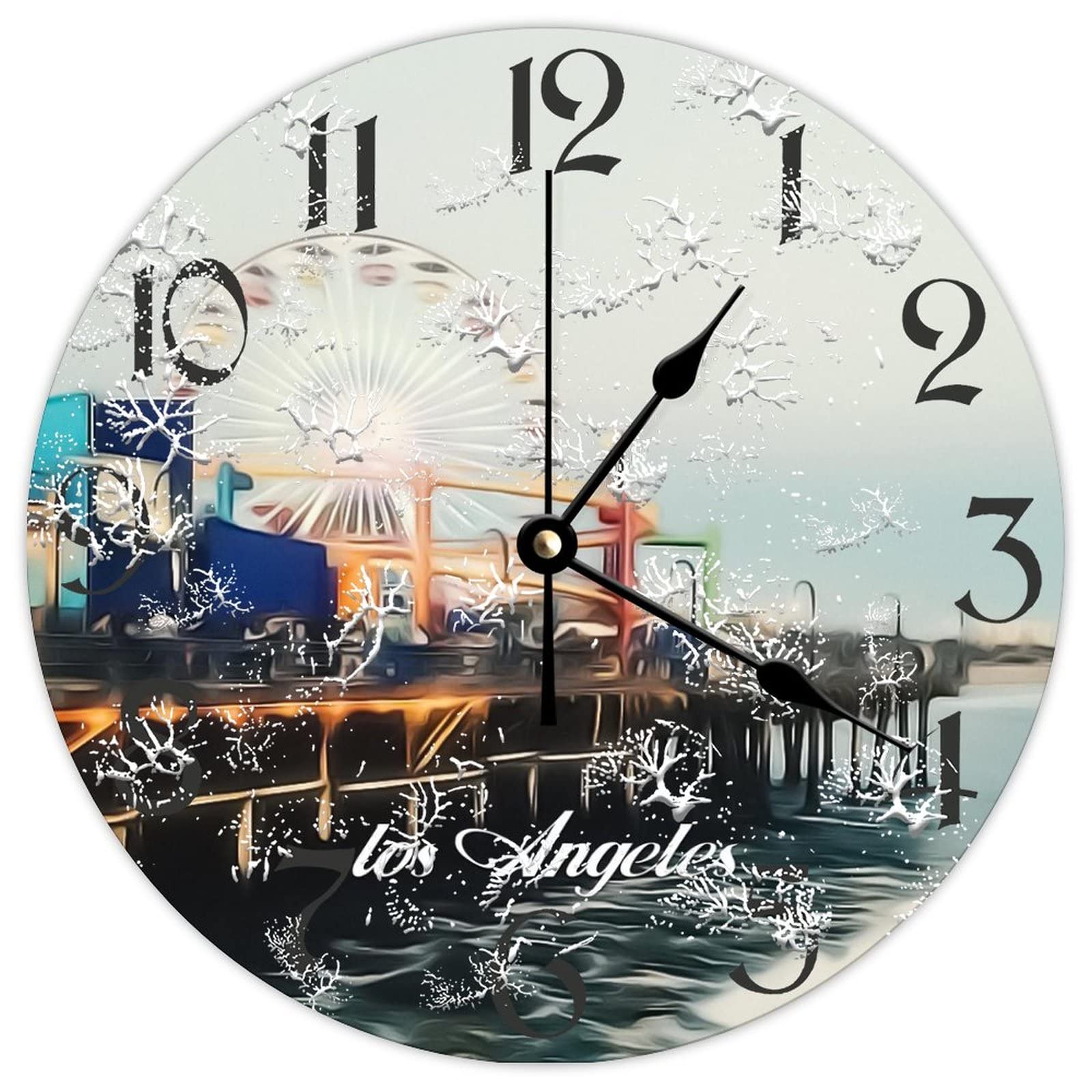 Horloge murale silencieuse en bois Los Angeles contre le bruit