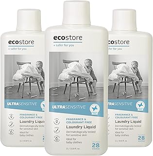 Ecostore Ultra Sensitive Laundry Liquid x3/ 1L, Formulated For Sensitive Skin, Fragrance Free, Allergy and Asthma Friendl...