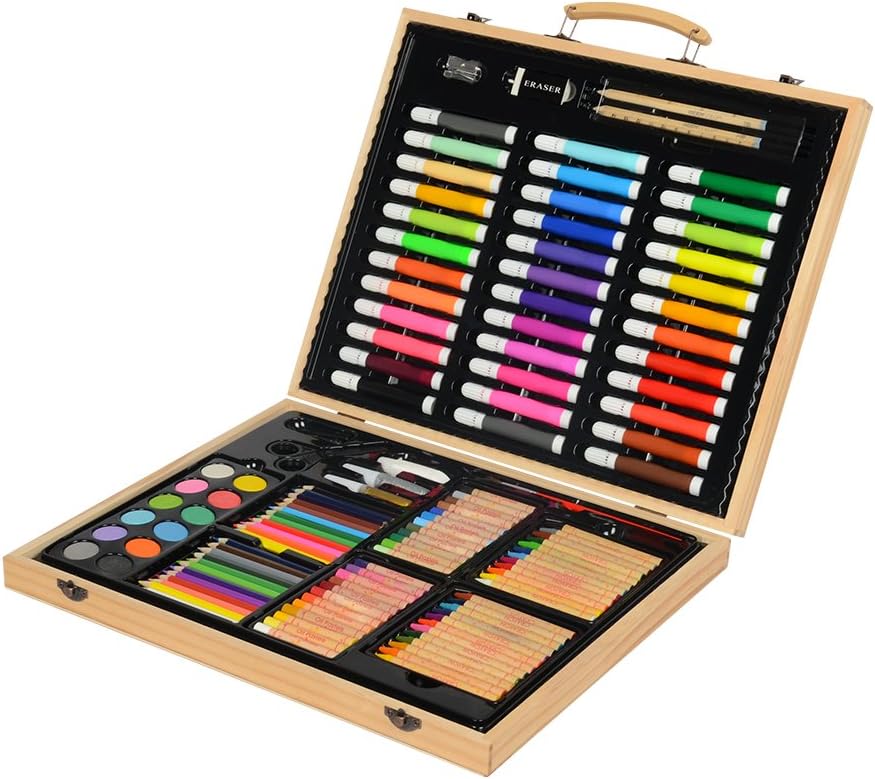 CONDA and Kiddy Color Deluxe Wood Wooden Case Piece 132 pcs Art Set for Kids, 10
