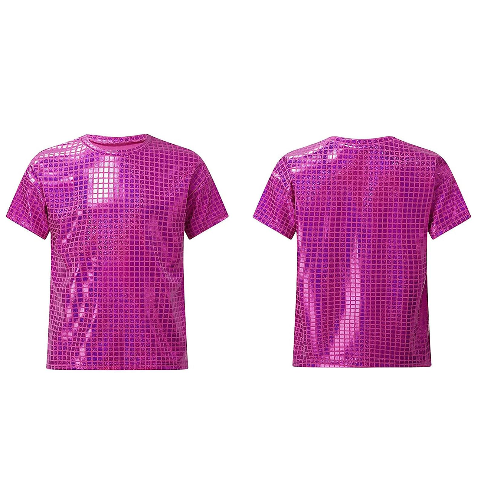 Ropa Hip Hop Niño Camiseta Brillante Niña Top Lentejuelas Camisetas Metalizada Manga Corta Top Deportivo Camiseta Brillante De Baile Jazz Hiphop Disfraz Fiesta Actuación 2-19 años