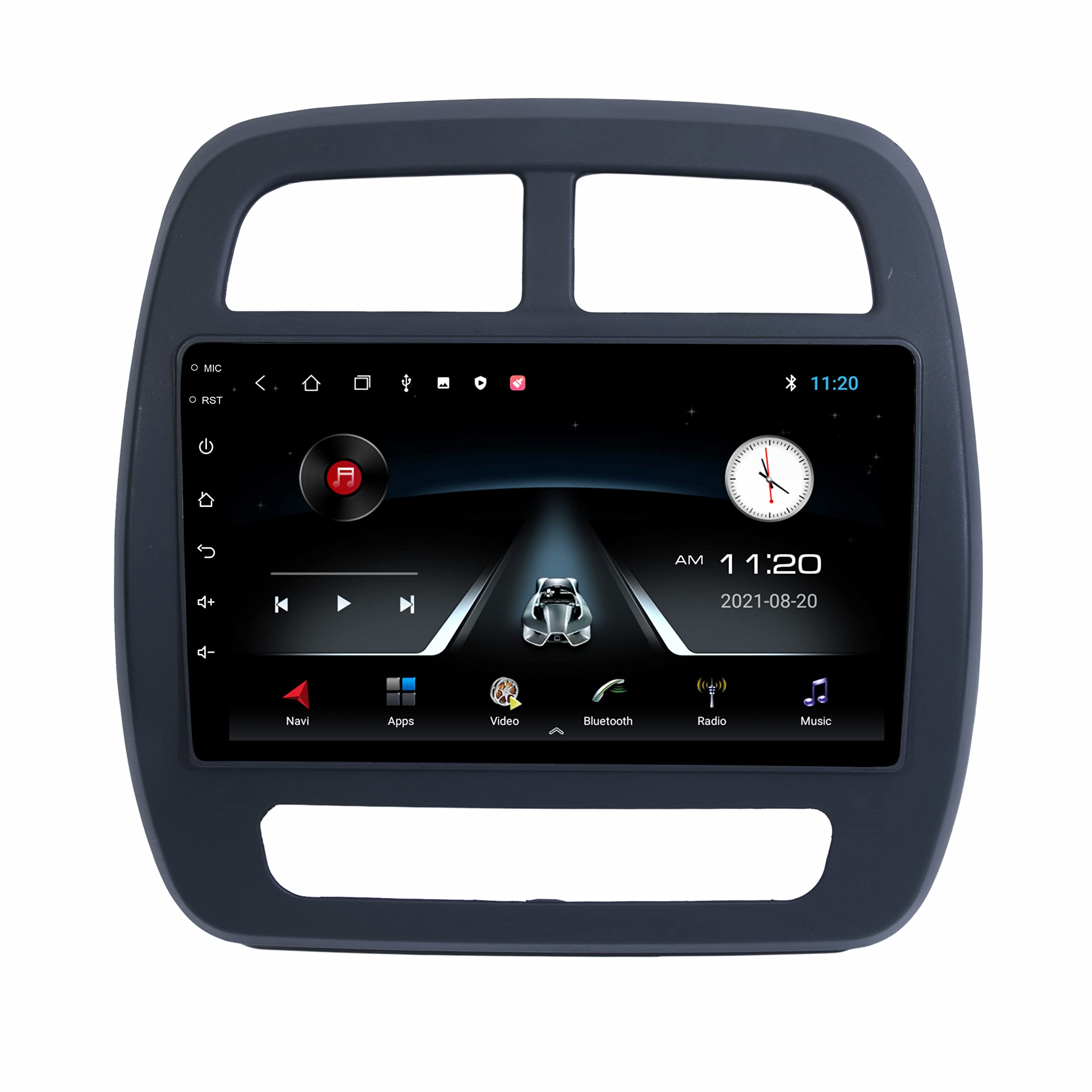 bassoholic 9" android 15 car stereo for renault kwid 2020 | 2gb+32gb | gorilla glass/full hd display/wifi/gps/swc and hd parking camera