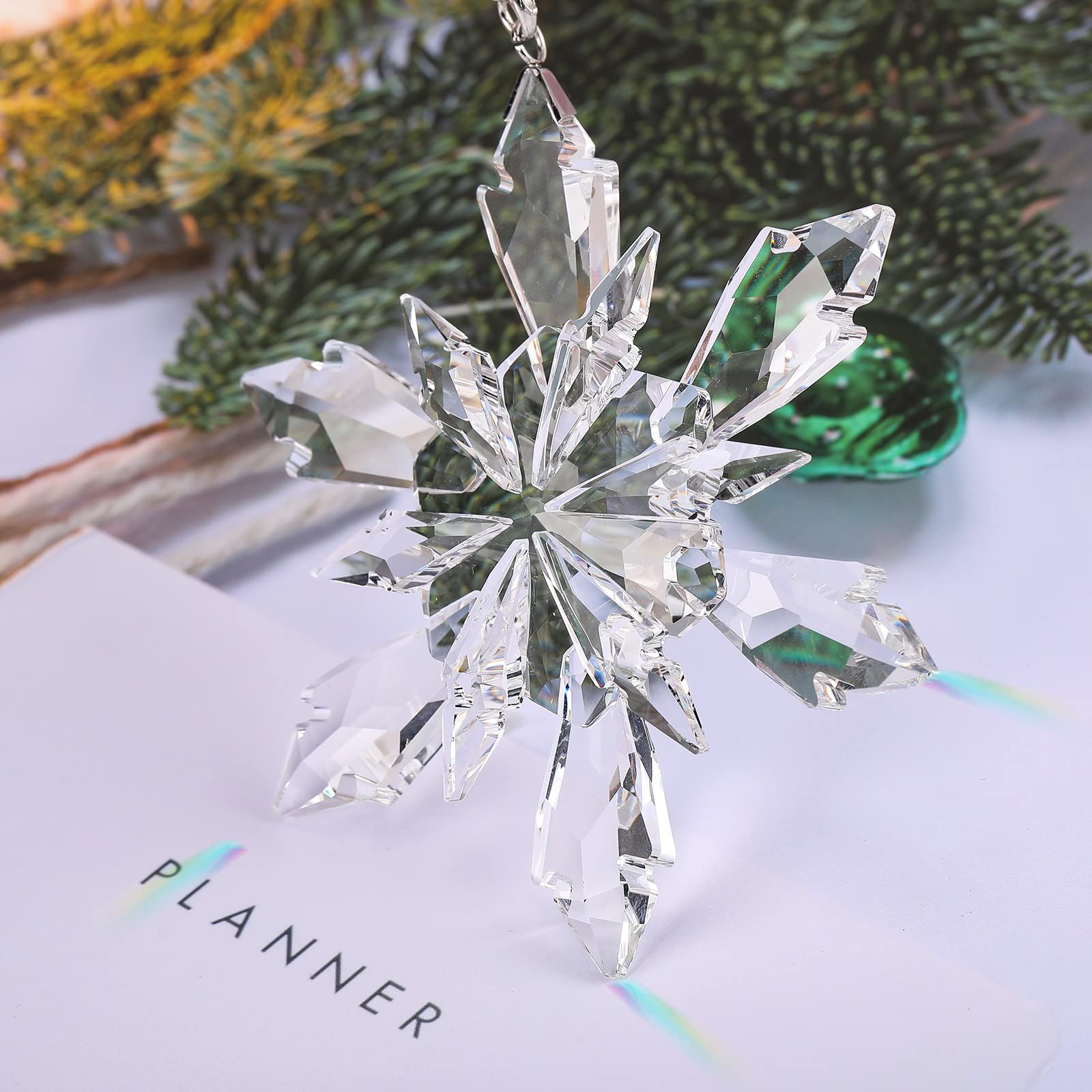 Amazon.co.jp: Mimorou クリスマス 雪の結晶 クリスタルオーナメント