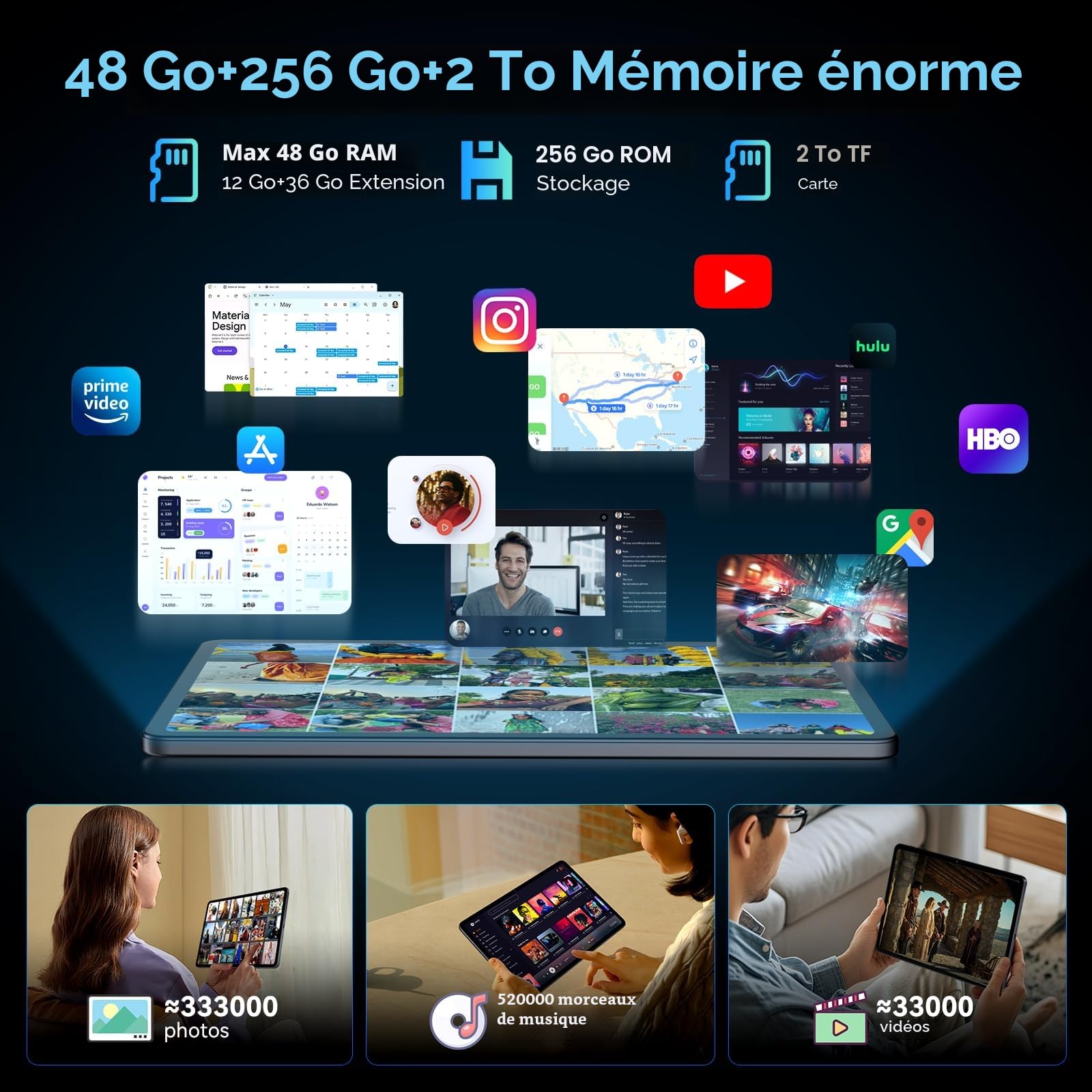 TABWEE Tablette 12 Pouces avec Clavier, 48 Go+256 Go, 10000 mAh, Android 16 | 1600*2400 QHD+, Widevine L1, 16 MP+8 MP, Gemini AI , GPS Intégré, Tablette avec Carte Sim (Garantie de 4 Ans)
